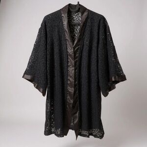 Y2K La Senza Black Leopard Print Kimono Robe